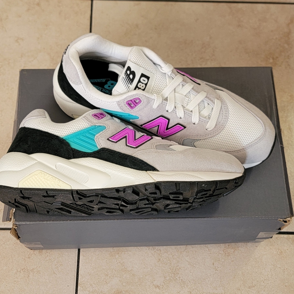 New Balance 580 Sneakers in Purple,‎ Teal, and Gray - Picture 2 of 6